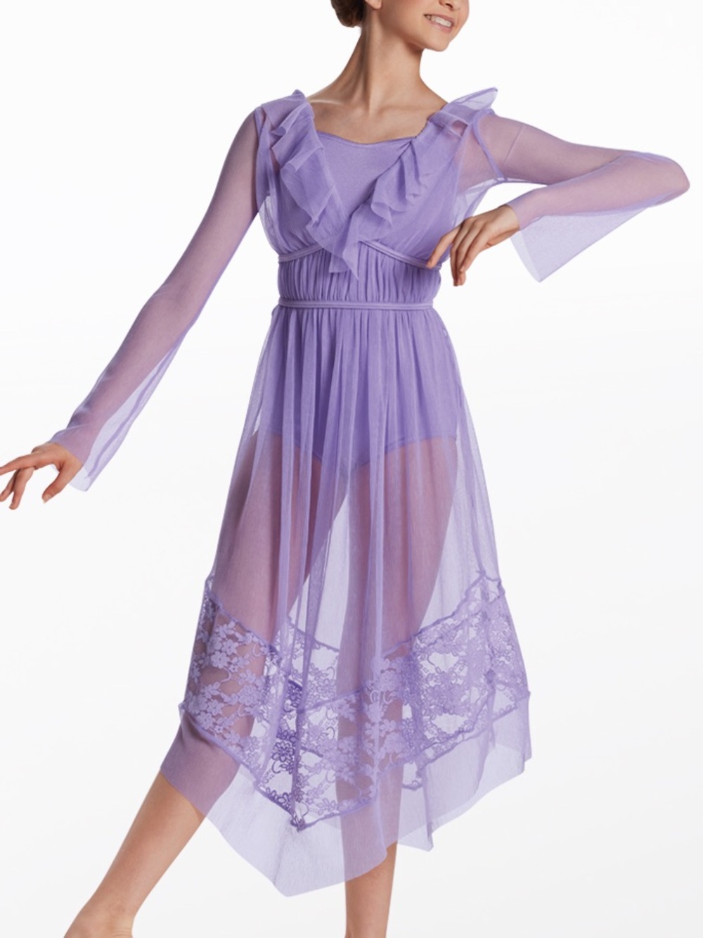 Weissman Light Purple Mesh Dress Dance Costume
